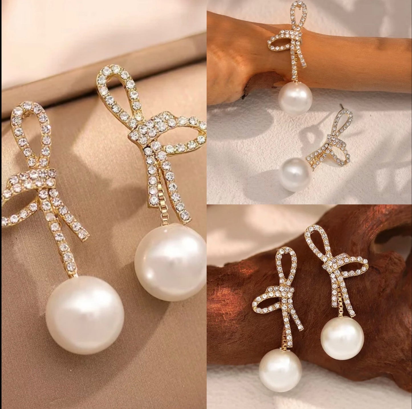 Knot Bow Pearl Earrings