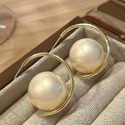 Modern Pearl Hoop Earrings