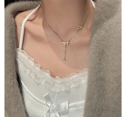 Bow Chain Drop Necklace