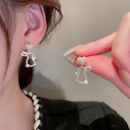 Hello Bunny and Heart Earrings