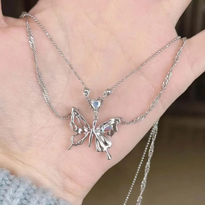 Double Layer Butterfly Necklace