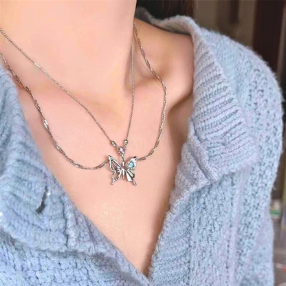 Double Layer Butterfly Necklace