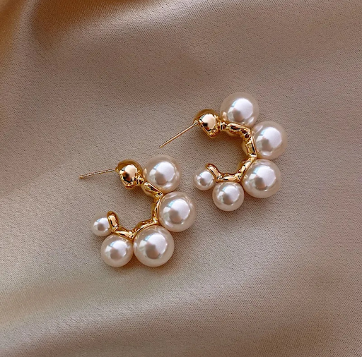 C Shape Pearl Hoops