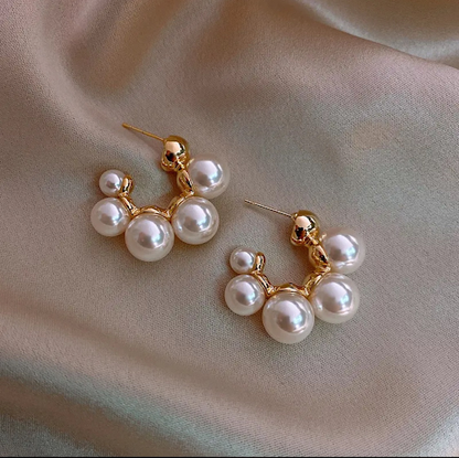 C Shape Pearl Hoops