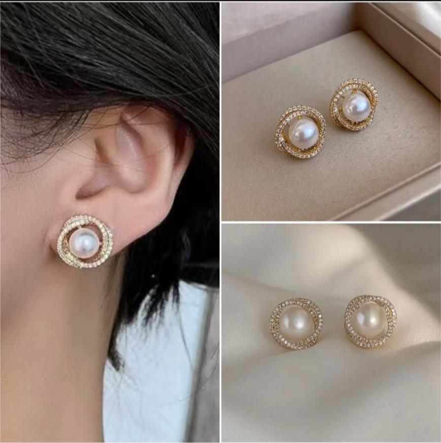 Crystal Embrace Pearl Studs