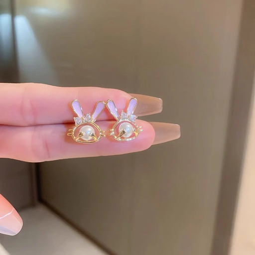 Cute Bunny Pearl Earrings