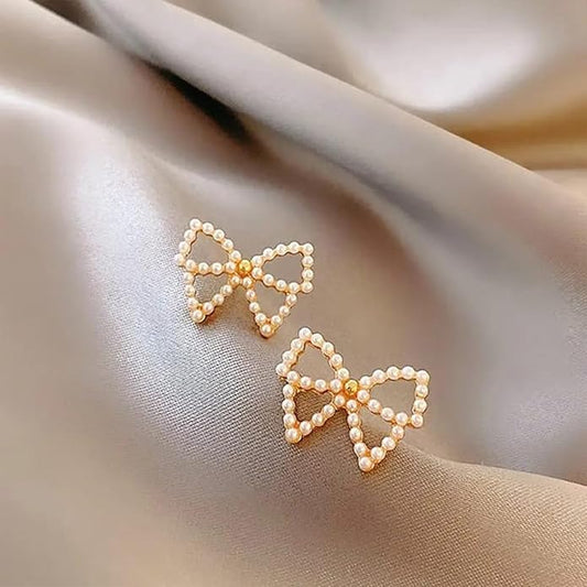 Adorable Pearl Bow Earrings