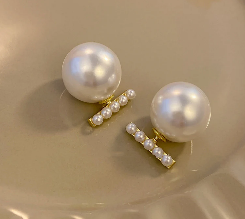 Double Pearl Statement Studs