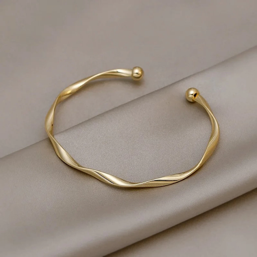 Minimalist gold-tone open cuff bracelet