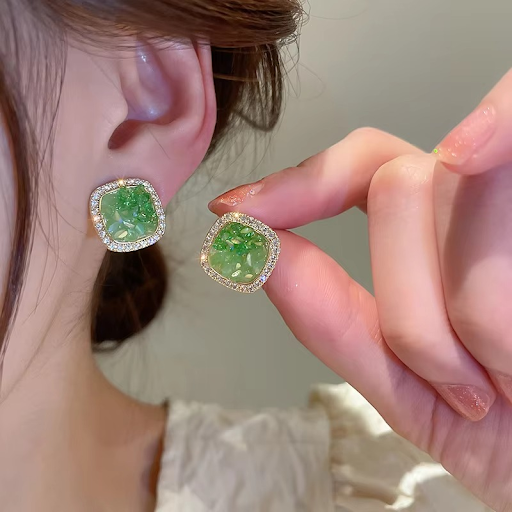 Green Crystal Studs