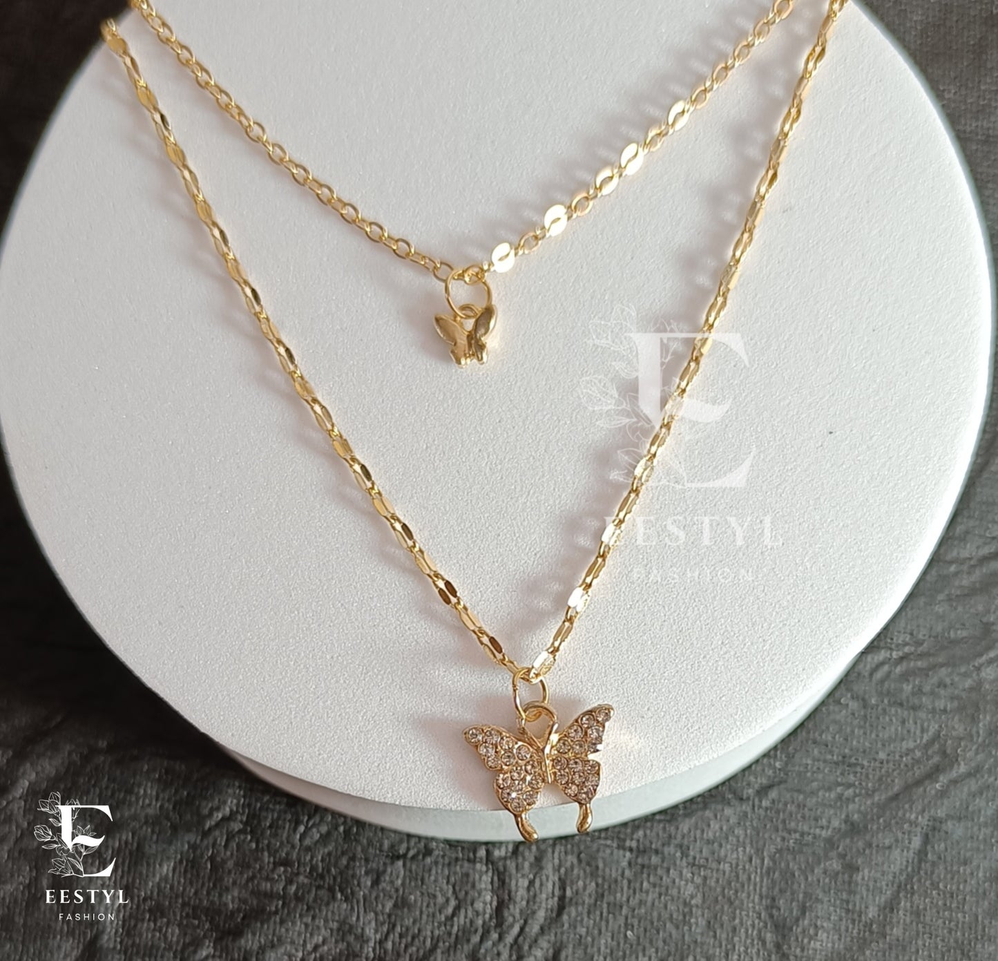 Golden Dual Chain Butterfly Necklace