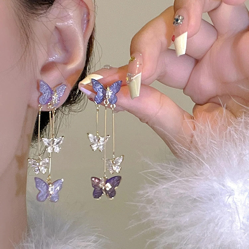 Lavender Butterfly Hanging Earrings