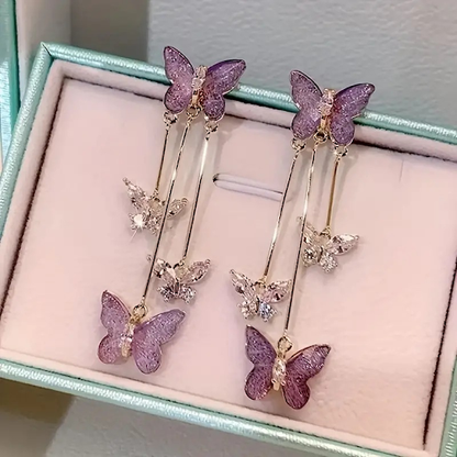 Lavender Butterfly Hanging Earrings