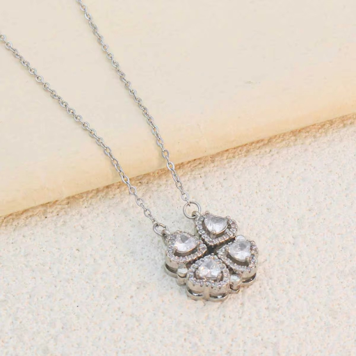 Magnetic Flower Silver Plated Necklace