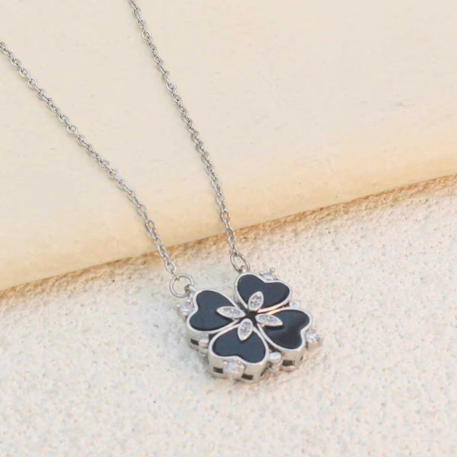 Magnetic Flower Silver Plated Necklace