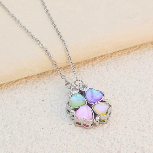 Magnetic Flower Silver Plated Necklace