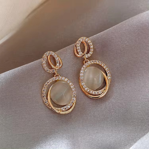 Moonstone Round Drop Earrings