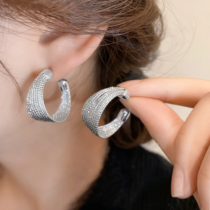 Multi Layer Elegant Silver Wire Hoops