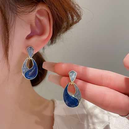 Oceanic Wave Enamel Drop Earrings