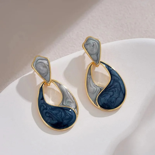 Oceanic Wave Enamel Drop Earrings