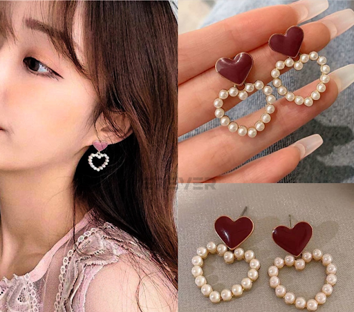 Pearl Heart Earrings