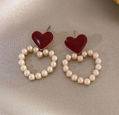 Pearl Heart Earrings