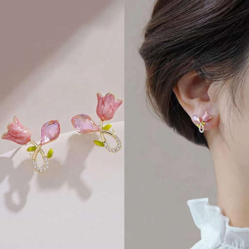 Pink Tulip Earrings