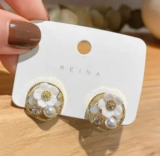 Reina Floral Circle Earrings