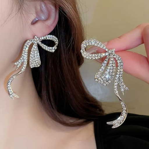 Stunning Rhinestone Oversized Bow Knot Earrings