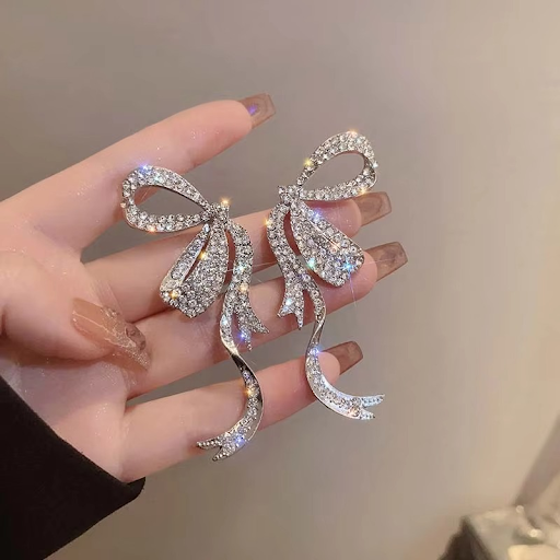 Stunning Rhinestone Oversized Bow Knot Earrings