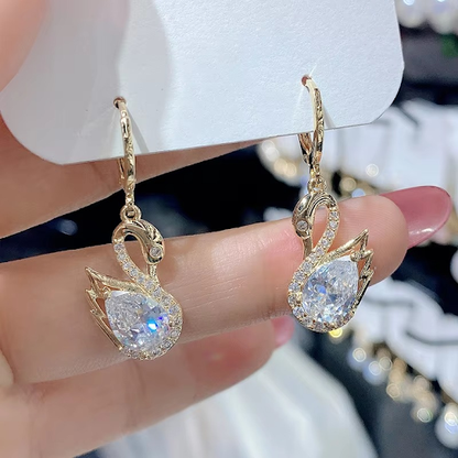 Sparkling Swan Drop Earrings