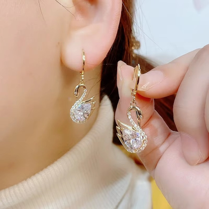 Sparkling Swan Drop Earrings