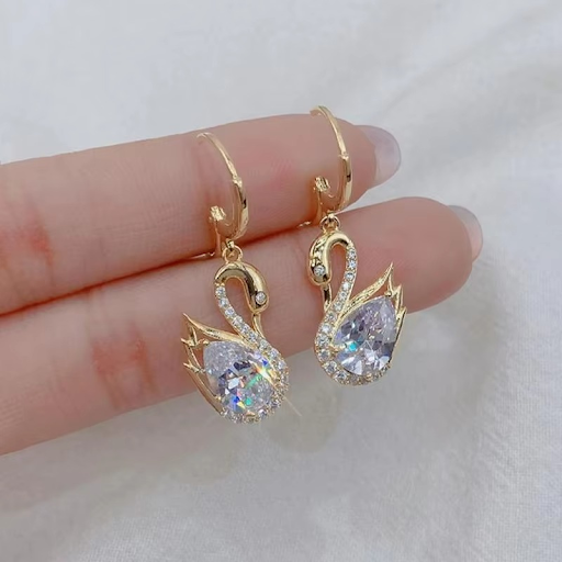 Sparkling Swan Drop Earrings