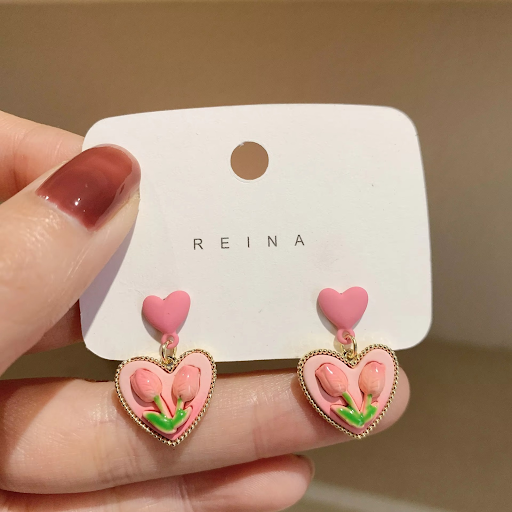 Tulip Heart Drop Earrings