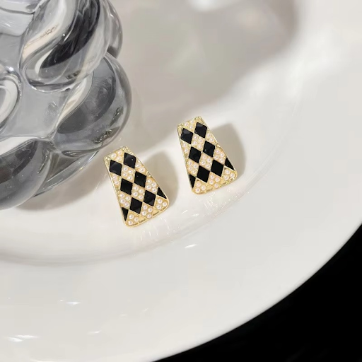 Black and White Check Box Studs