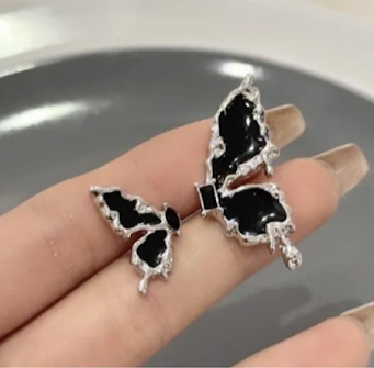 Black Butterfly Stud Earrings