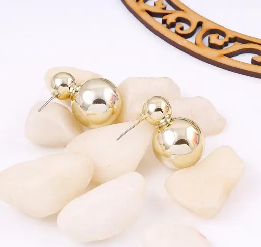 Double Ball Golden Earrings