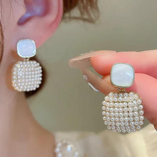 Square Pearl Studded Earrings