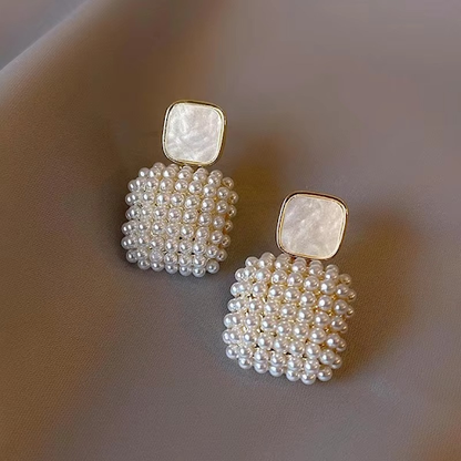 Square Pearl Studded Earrings