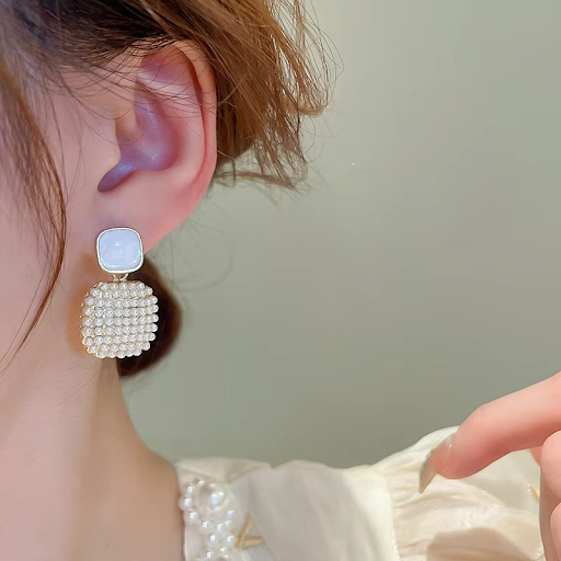 Square Pearl Studded Earrings