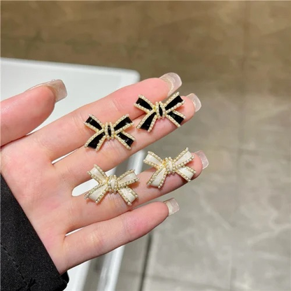 White Bow Earrings